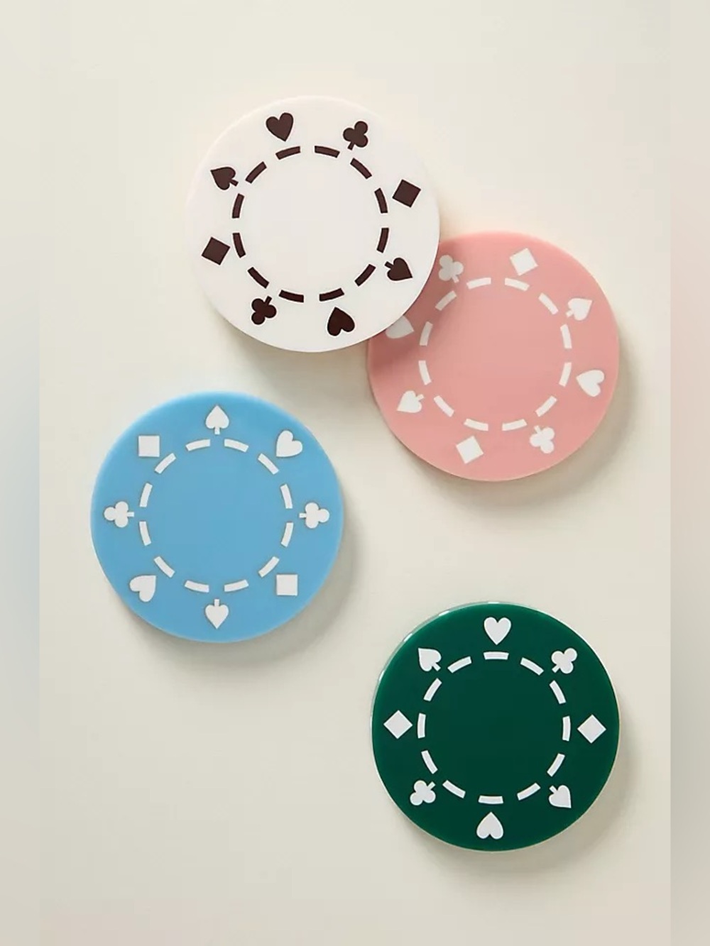 Resin Poker Chip Coasters, Set of 3